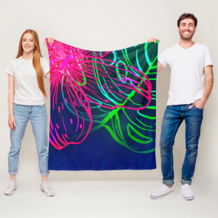 Elektrische Luau-Tropennacht Neon Aloha Fleecedecke