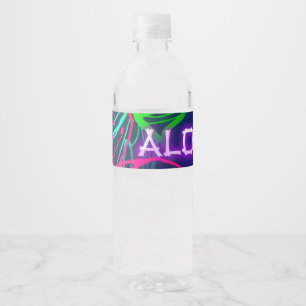 Elektrische Luau-Tropical-Night-Neon-Aloha-Party Wasserflaschenetikett