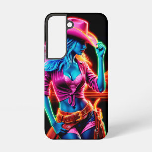 Elektrische Neonfarm Mädchen in rosa Hut unter Nac Samsung Galaxy Hülle