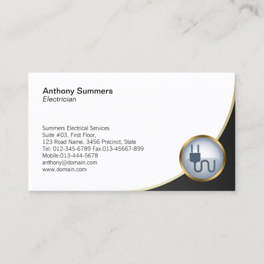 Elektrische Plug-Icon Electrician Business Card Visitenkarte (Vorderseite)
