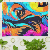 Elektrische Pop Kanine Art Geschirrtuch (Gefaltet)