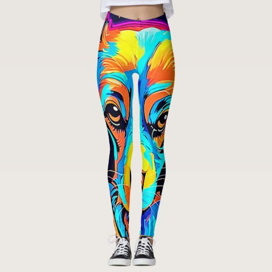 Elektrische Pop Kanine Art Leggings (Vorderseite)