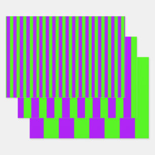 Elektrische Psychedelik Lila und Harlequin Green Geschenkpapier Set