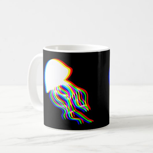 Elektrische Quallen EDM Raver Silhouette Kaffeetasse (Vorderseite Links)