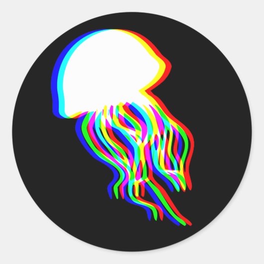 Elektrische Quallen EDM Raver Silhouette Runder Aufkleber (Vorderseite)