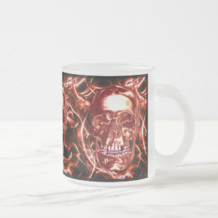 Elektrische Red Chrome Skull-Tasse Mattglastasse