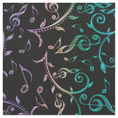 Elektrische Regenbogenanmerkungen und Clefs auf Stoff (Nahaufnahme)