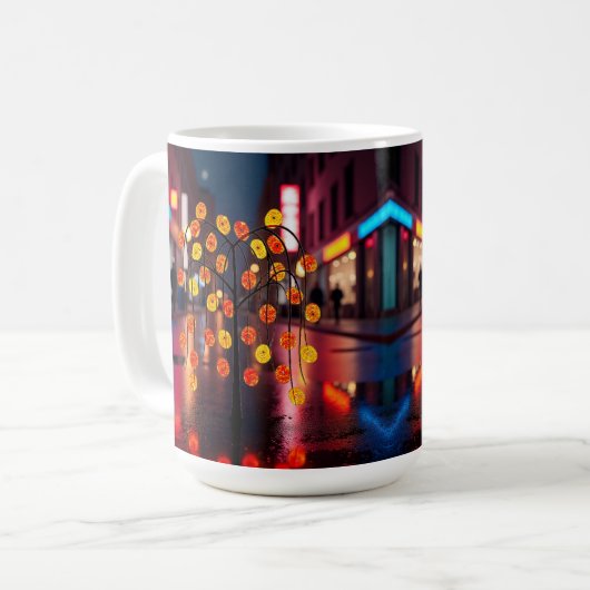 Elektrische Regenfall-Nachtszene Kaffeetasse (Vorderseite Links)