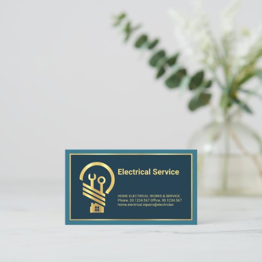 Elektrische Reparatur aus Minimalistischer Goldlin Visitenkarte (Stehend Vorderseite)