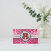 Elektrische rosa Kuchen-Couture-schillernde Visitenkarte (Stehend Vorderseite)