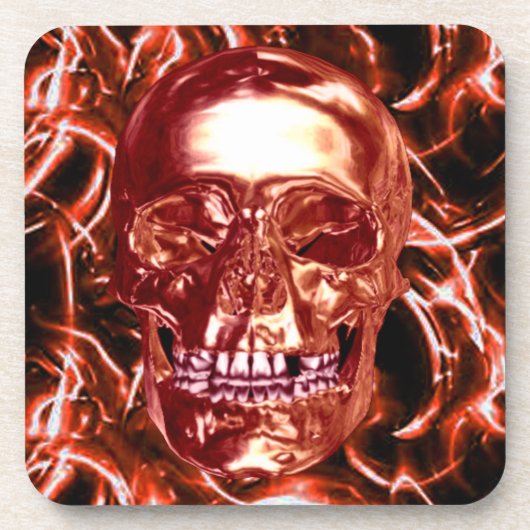 Elektrische Rot-Chrome-Skull-Untersetzer Getränkeuntersetzer (Vorderseite)