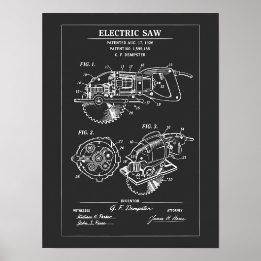 Elektrische Säge Blaupause Poster (Vorne)