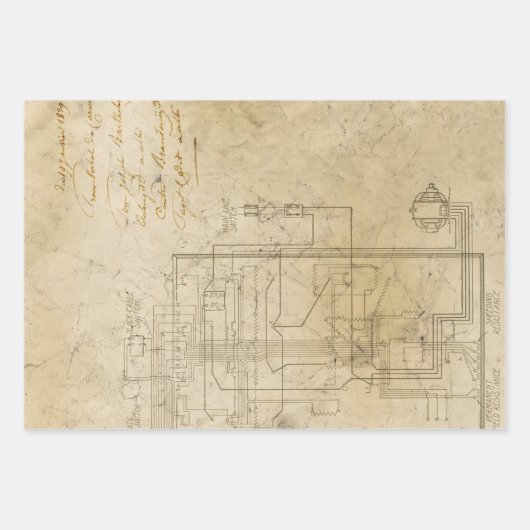 Elektrische Schaltpläne Zeichnend auf braun Geschenkpapier Set (Vorderseite 2)