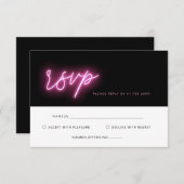 Elektrische Schwarz/Rosa Neon Glow UAWG Reply Card RSVP Karte (Vorne/Hinten)