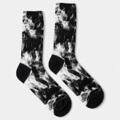 Elektrische Schwarz-weiße funkelnd Dreieck-Flammen Socken (Rechts)