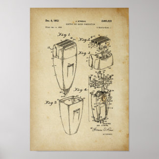 Elektrische Shaver Patent Poster Barber Shop Decke