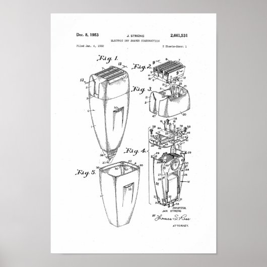 Elektrische Shaver Patent Poster Barber Shop Decke (Vorne)