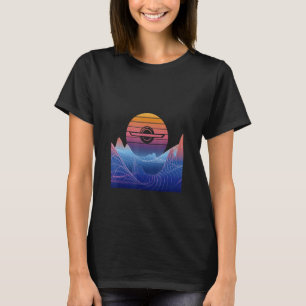 Elektrische Skateboard Vaporwave Retro Sunset Land T-Shirt