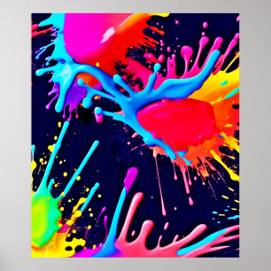 Elektrische Spritzer in lebendigen Farben Poster