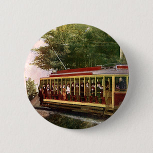 Elektrische Straßenbahn für Vintage-Reisen und -Tr Button