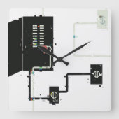 Elektrische Stromkreise Quadratische Wanduhr (Vorderseite)