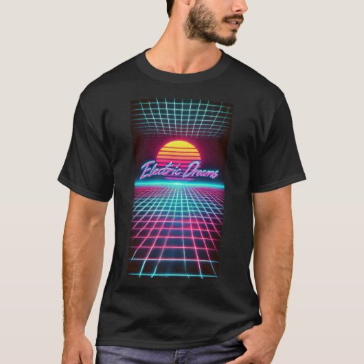 Elektrische Träume Retro Futuristische Kunst Print T-Shirt (Vorderseite)