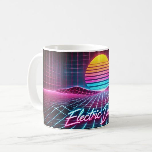 Elektrische Träume Retro Neon Tasse - 80er Inspiri (Vorderseite Links)