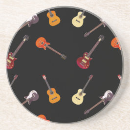 Elektrische u. Akustikgitarre-Collage Sandstein Untersetzer