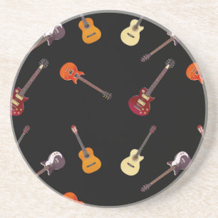 Elektrische u. Akustikgitarre-Collage Sandstein Untersetzer