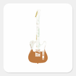 Elektrische und akustische Gitarre Rock and Roll S Quadratischer Aufkleber