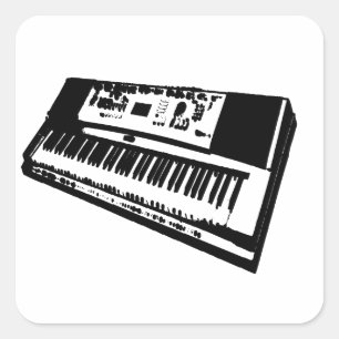 Elektrische und akustische Gitarre Rock and Roll S Quadratischer Aufkleber
