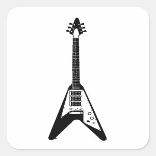 Elektrische und akustische Gitarre Rock and Roll S Quadratischer Aufkleber