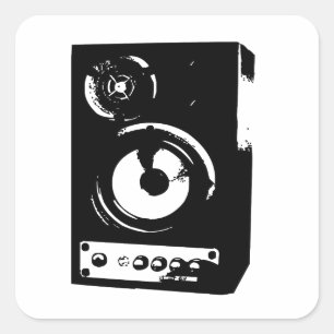 Elektrische und akustische Gitarre Rock and Roll S Quadratischer Aufkleber