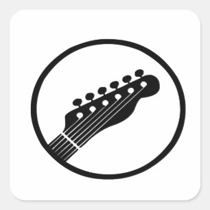 Elektrische und akustische Gitarre Rock and Roll S Quadratischer Aufkleber
