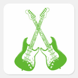 Elektrische und akustische Gitarre Rock and Roll S Quadratischer Aufkleber