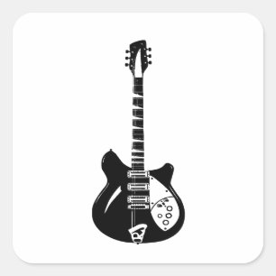 Elektrische und akustische Gitarre von Rock and Ro Quadratischer Aufkleber