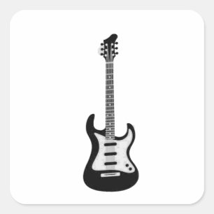 Elektrische und akustische Gitarre von Rock and Ro Quadratischer Aufkleber