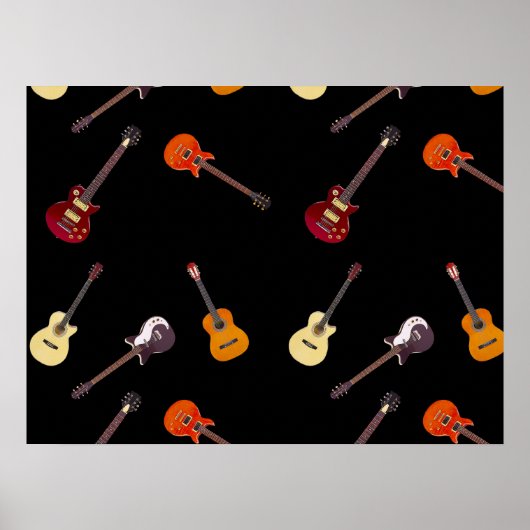 Elektrische und akustische Gitarren-Collage Poster (Vorne)