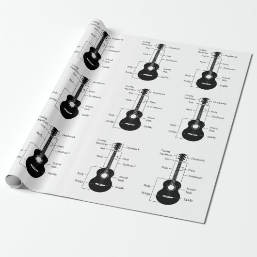 Elektrische und akustische Gitarren Musiknote Weih Geschenkpapier (Ungerollt)