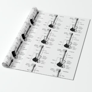 Elektrische und akustische Gitarren Musiknote Weih Geschenkpapier