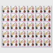 Elektrische und akustische Gitarren Musiknote Weih Geschenkpapier (Flach)