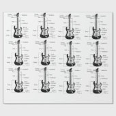 Elektrische und akustische Gitarren Musiknote Weih Geschenkpapier (Flach)