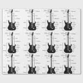 Elektrische und akustische Gitarren Musiknote Weih Geschenkpapier (Flach)