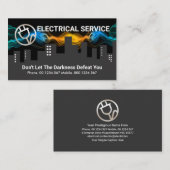 Elektrische Wolkenblitz über Gebäude-Silhouette Visitenkarte (Vorne/Hinten)