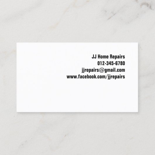 Elektrische Zap Zuhause repariert blaue Visitenkar Visitenkarte (Rückseite)