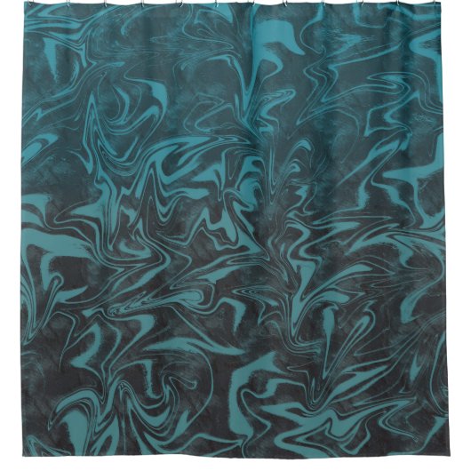 Elektrischer Aquamariner Blauer Marmorwirl Duschvorhang (Vorderseite)