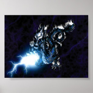 Elektrischer blauer Drache Poster