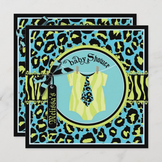 Elektrischer blauer Felsen-Stern-Pullover u. Einladung (Vorne/Hinten)