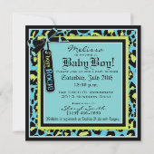 Elektrischer blauer Felsen-Stern-Pullover u. Einladung (Rückseite)