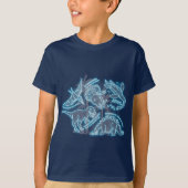 Elektrischer blauer T - Shirt des Dinosauriers (Vorderseite)